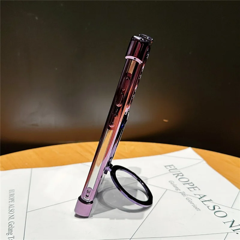For Samsung Galaxy S24 Ultra Phone Case Gyroscope Kickstand Electroplating TPU PC Mobile Cover - Silver
