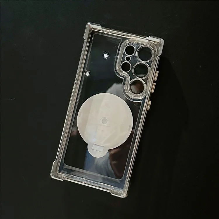 Custodia magnetica per Samsung Galaxy S24 Ultra con supporto a ventosa e airbag per gli angoli - Nero