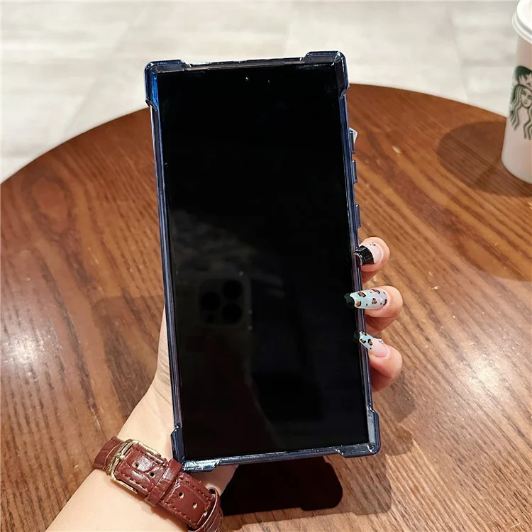Custodia magnetica per Samsung Galaxy S23 Ultra con supporto a ventosa, cover in PC con airbag ai quattro angoli - Nero