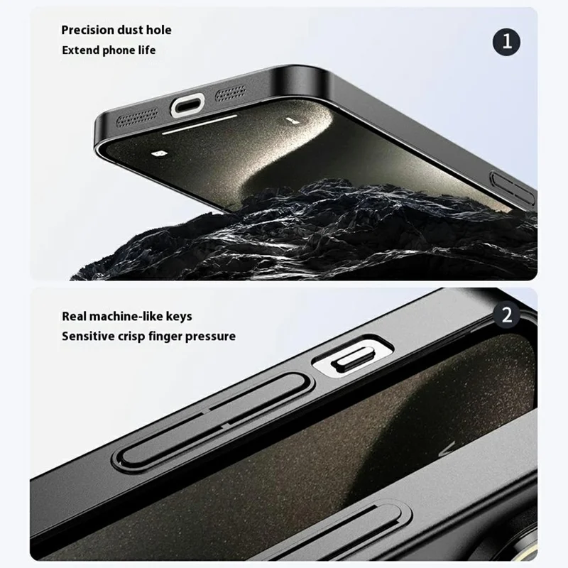 For iPhone 15 Pro Max Case Compatible with MagSafe Loong Pattern Kickstand Rubberized PC Cover - Black
