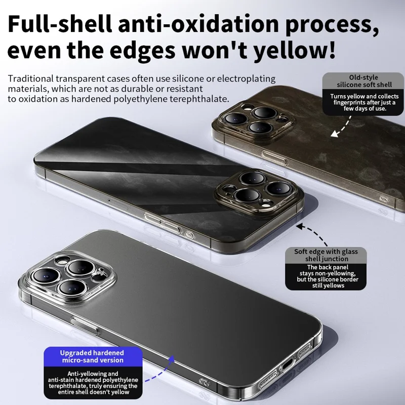For iPhone 15 Pro Case Transparent Matte Hard PC Mobile Phone Cover