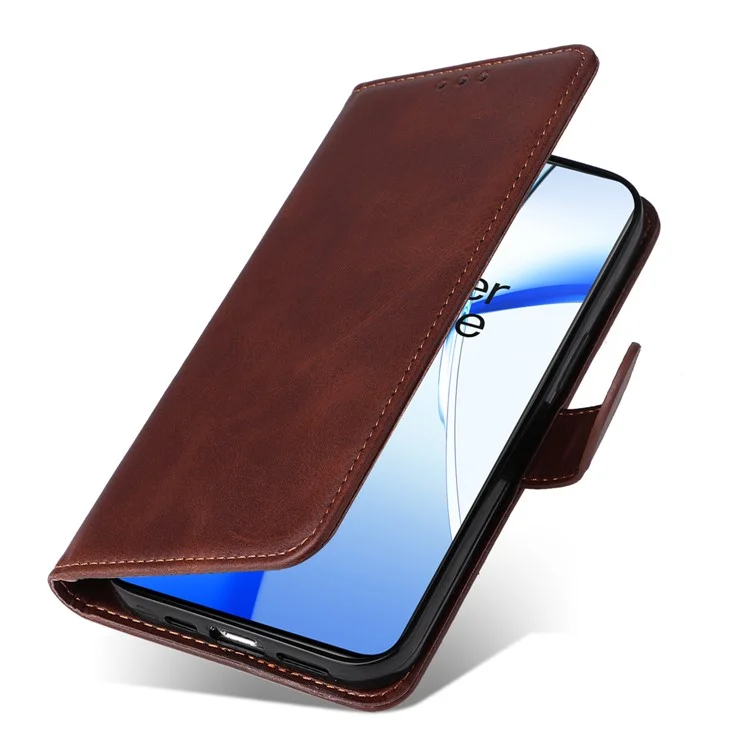 Capa de carteira para OnePlus 13R 5G / Ace 5 5G / Ace 5 Pro 5G - Couro marrom
