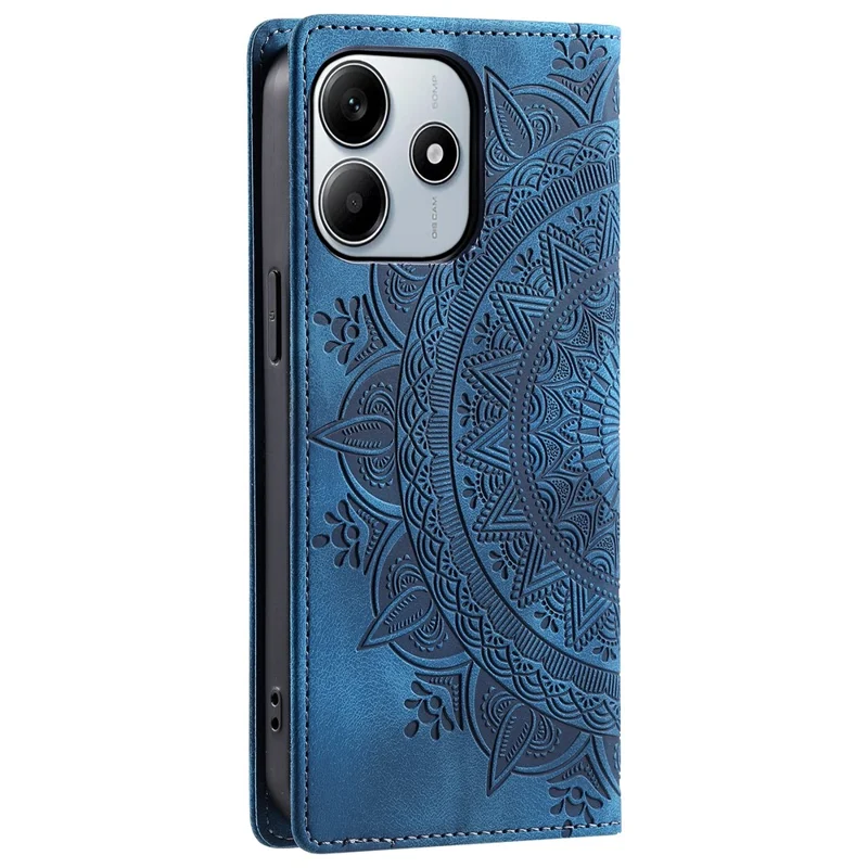 Läderlugg för Xiaomi Redmi Note 14 4G (163,25 mm) mobilskal med mönstertryck – Blå
