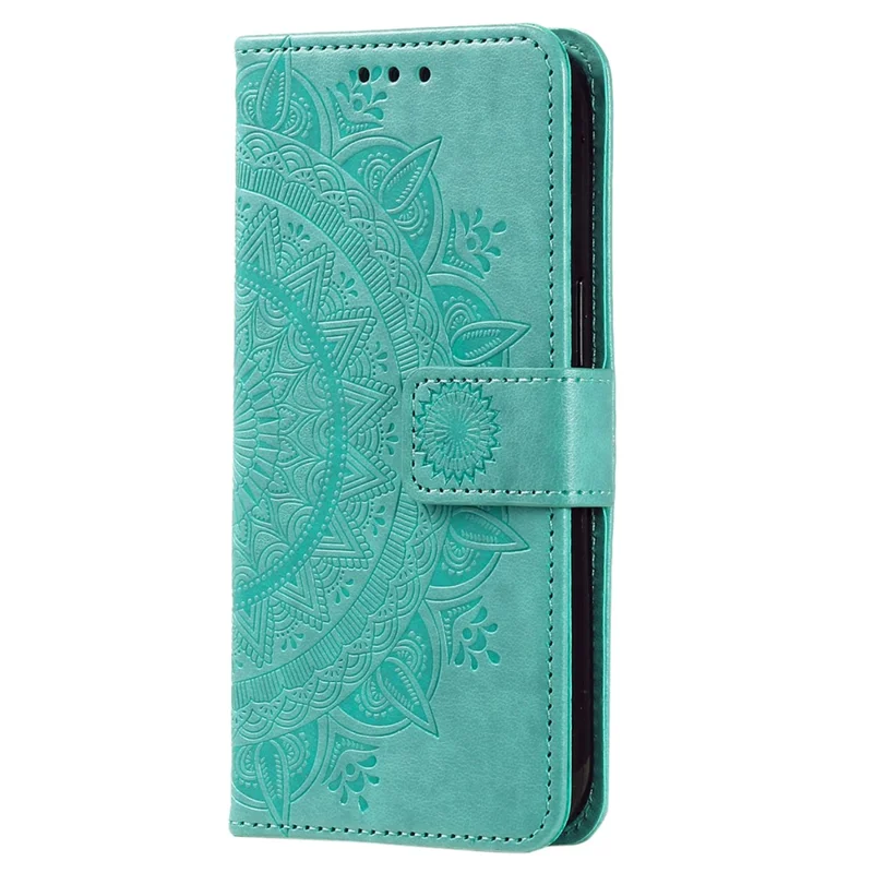 Für Xiaomi Redmi Note 14 4G Stand Case Geprägter Totem PU Leder Brieftasche Handyhülle - Mintgrün