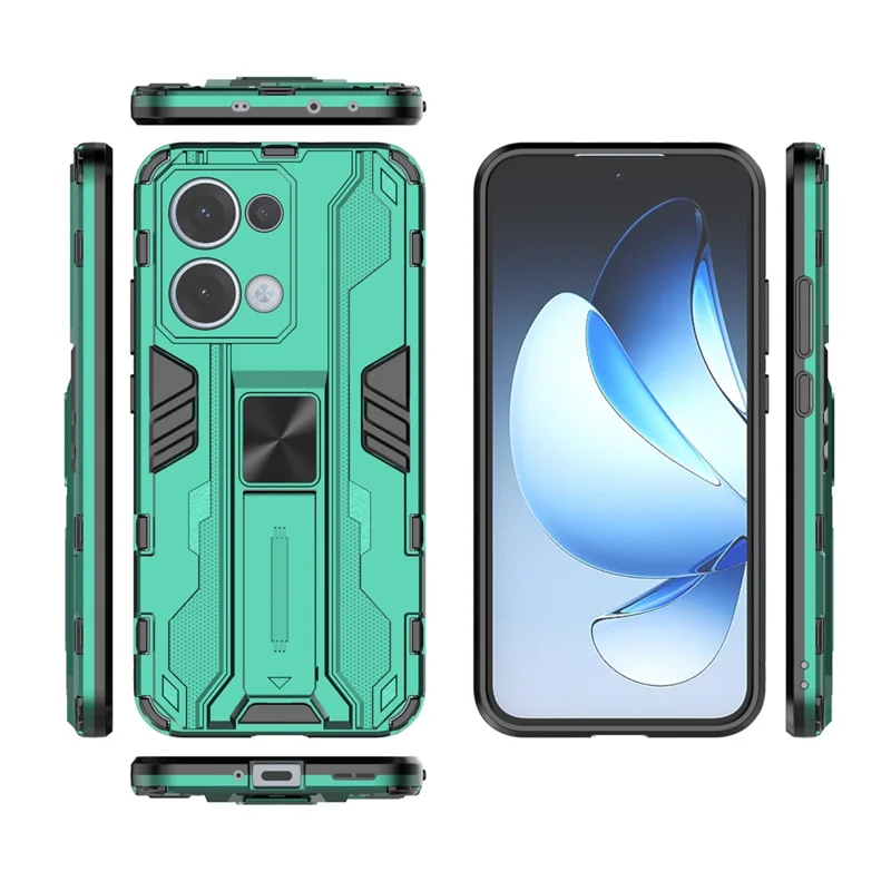 For Oppo Reno13 5G (Global) Case PC + TPU Shockproof Phone Cover with Kickstand - Green