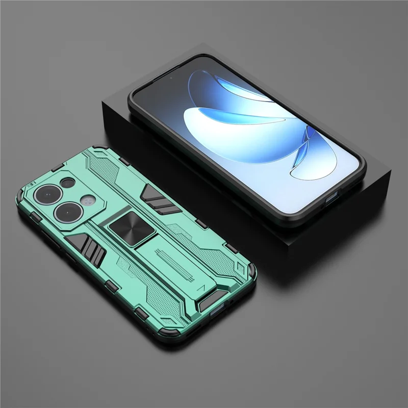 For Oppo Reno13 5G (Global) Case PC + TPU Shockproof Phone Cover with Kickstand - Green