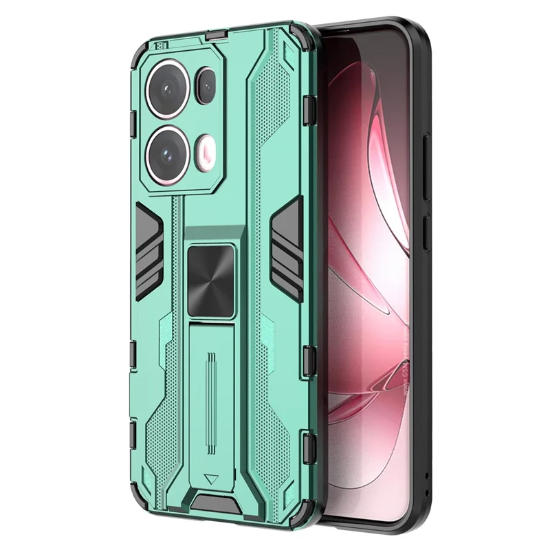For Oppo Reno13 Pro 5G Case PC + TPU Shockproof Phone Cover with Kickstand - Green