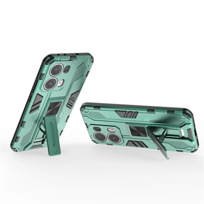 For Oppo Reno13 Pro 5G Case PC + TPU Shockproof Phone Cover with Kickstand - Green