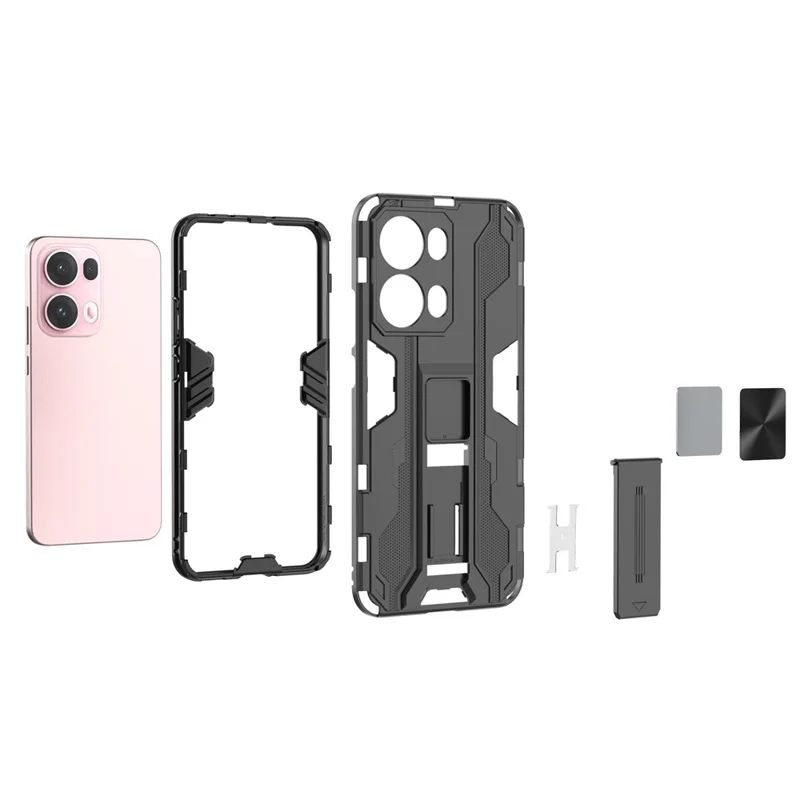 For Oppo Reno13 Pro 5G Case PC + TPU Shockproof Phone Cover with Kickstand - Green