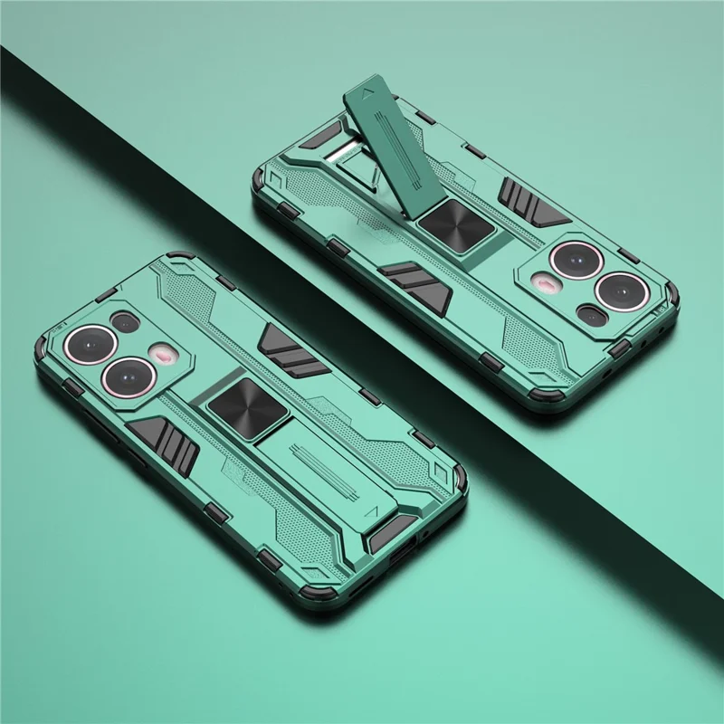 For Oppo Reno13 Pro 5G Case PC + TPU Shockproof Phone Cover with Kickstand - Green