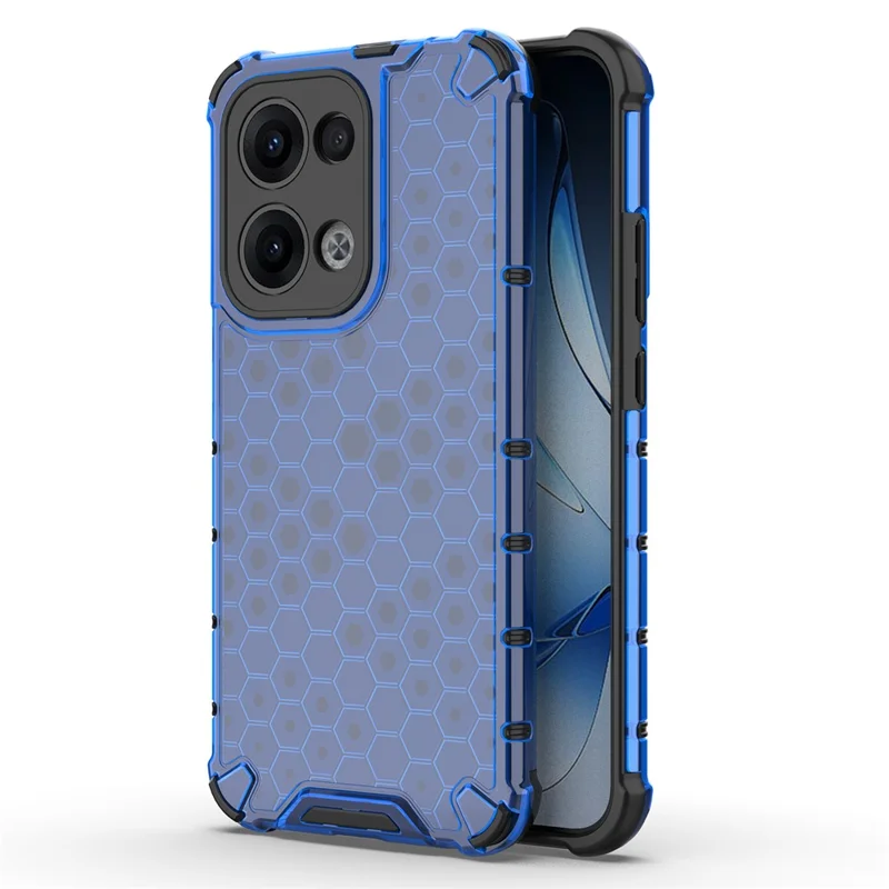 Coque pour Oppo Reno13 5G (Global) en PC + TPU, forme en nid d'abeille - Bleu