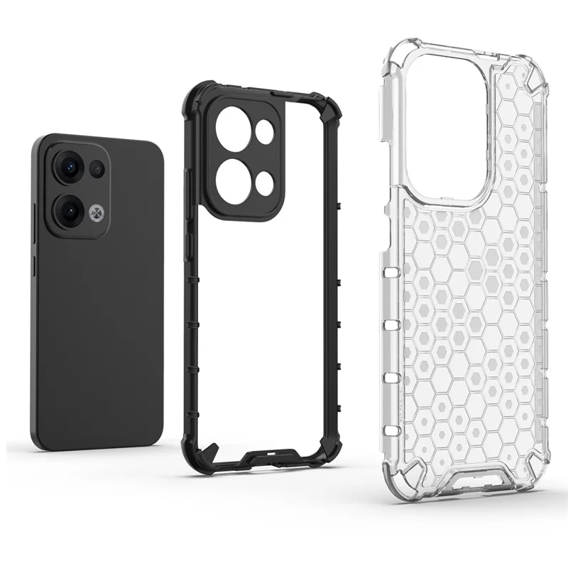 Coque pour Oppo Reno13 5G (Global) en PC + TPU, forme en nid d'abeille - Bleu