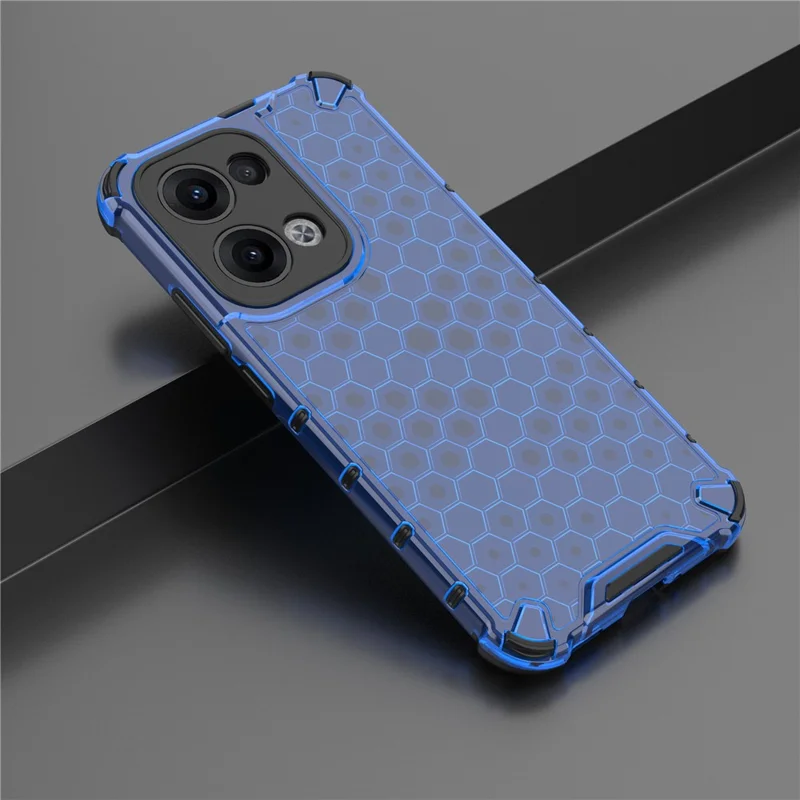 Coque pour Oppo Reno13 5G (Global) en PC + TPU, forme en nid d'abeille - Bleu