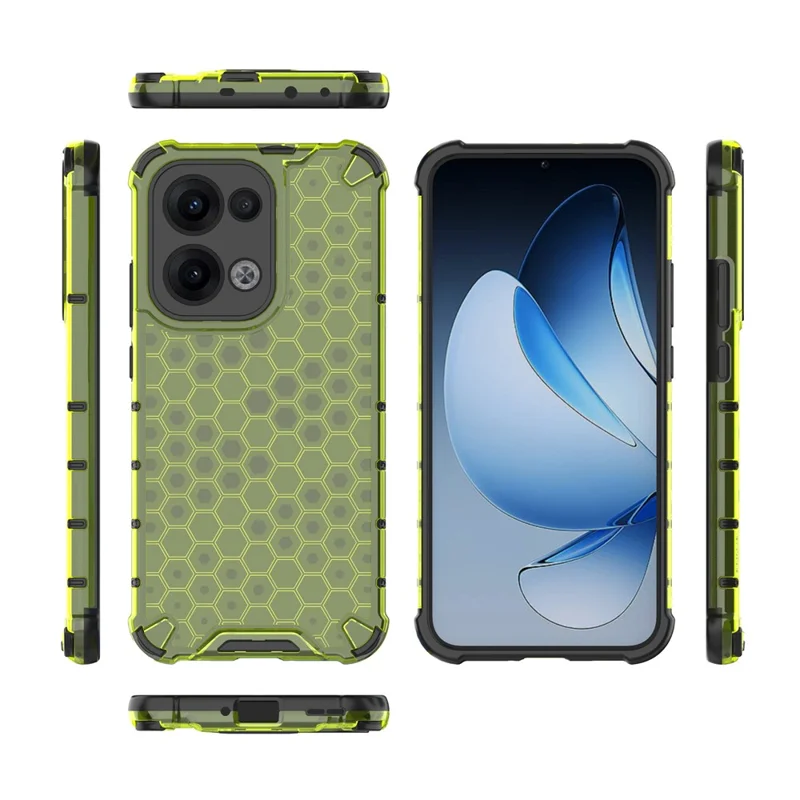 For Oppo Reno13 Pro 5G Case PC + TPU Phone Cover Honeycomb Shape - Green