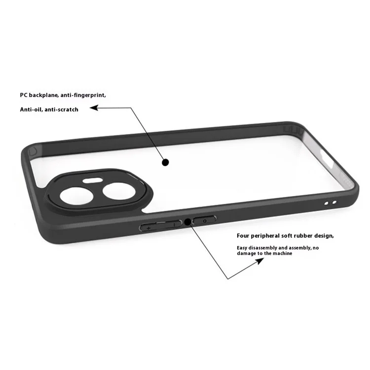 Funda protectora para Honor 300, a prueba de golpes, de PC + TPU, con tapa trasera transparente.