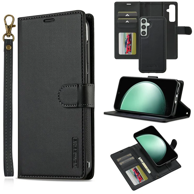 LC.IMEEKE L2 Serie per Samsung Galaxy A56 5G Custodia in pelle PU Portafoglio Staccabile Custodia magnetica per telefono - Nero