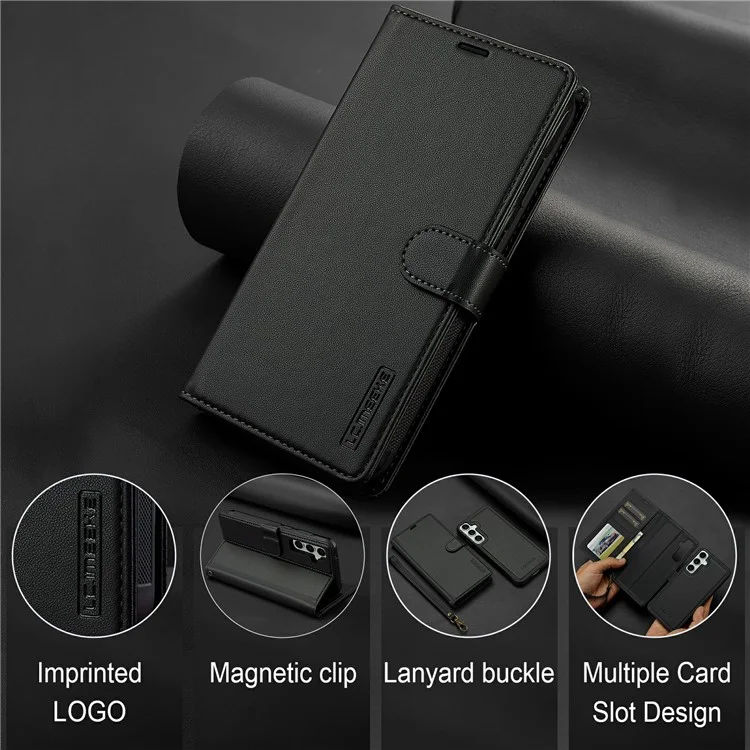 LC.IMEEKE L2 Serie per Samsung Galaxy A56 5G Custodia in pelle PU Portafoglio Staccabile Custodia magnetica per telefono - Nero