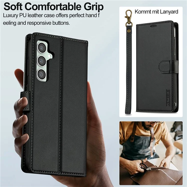 LC.IMEEKE L2 Serie per Samsung Galaxy A56 5G Custodia in pelle PU Portafoglio Staccabile Custodia magnetica per telefono - Nero