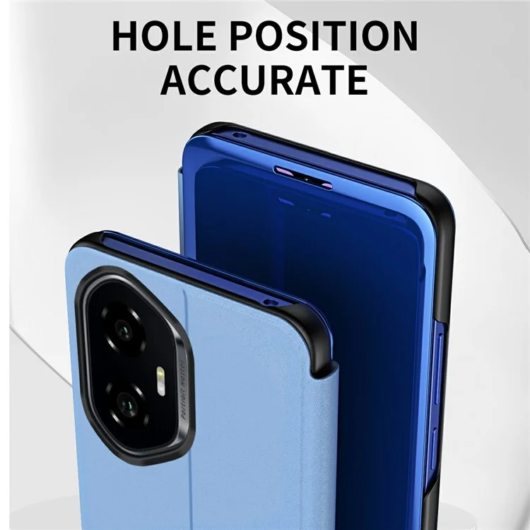 Étui à rabat en cuir avec fenêtre d'affichage et support pour téléphone For Honor 300 - Noir