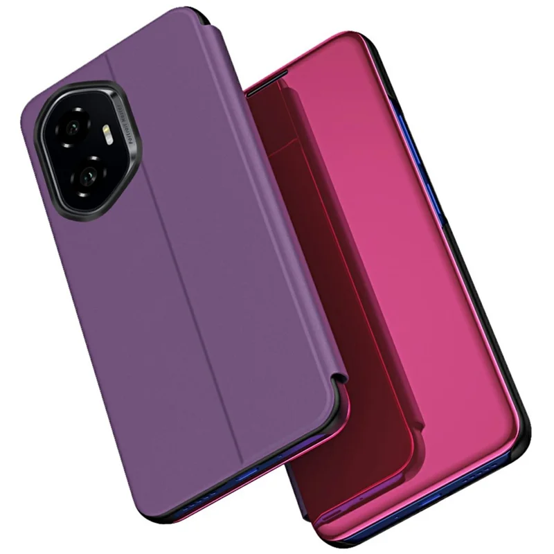 For Honor 300 Case View Window Stand Leather Flip Phone Cover - Purple