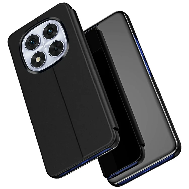 For Xiaomi Redmi Note 14 Pro 5G / Poco X7 5G Case View Window Stand Leather Flip Phone Cover - Black