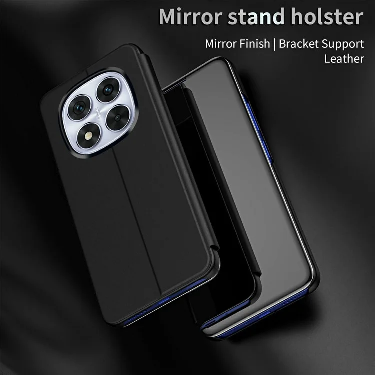 For Xiaomi Redmi Note 14 Pro 5G / Poco X7 5G Case View Window Stand Leather Flip Phone Cover - Black