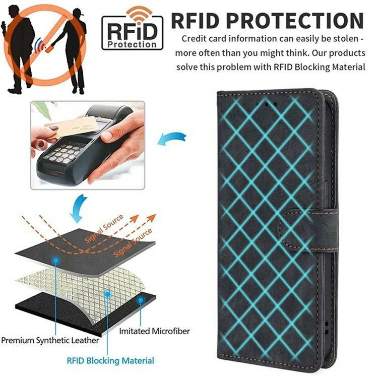 Für Umidigi G100 Wallet Case RFID-blockierender PU-Lederabdeckung mit Ständer - Schwarz