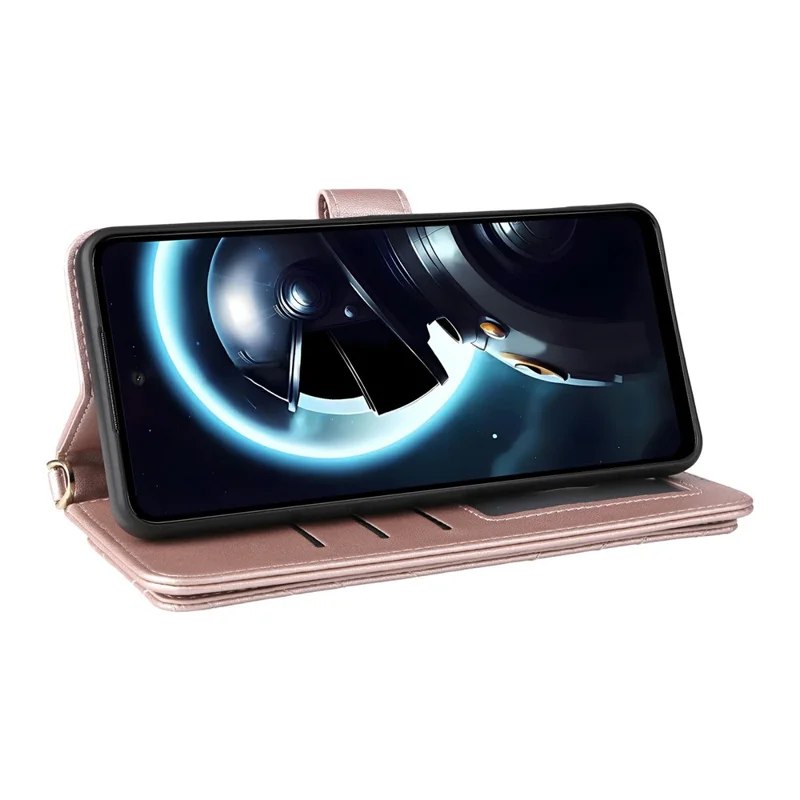 Wallet Phone Case for HMD Pulse Pro / Pulse+ / Pulse Leather Phone Cover with Shoulder / Wrist Strap - Pink