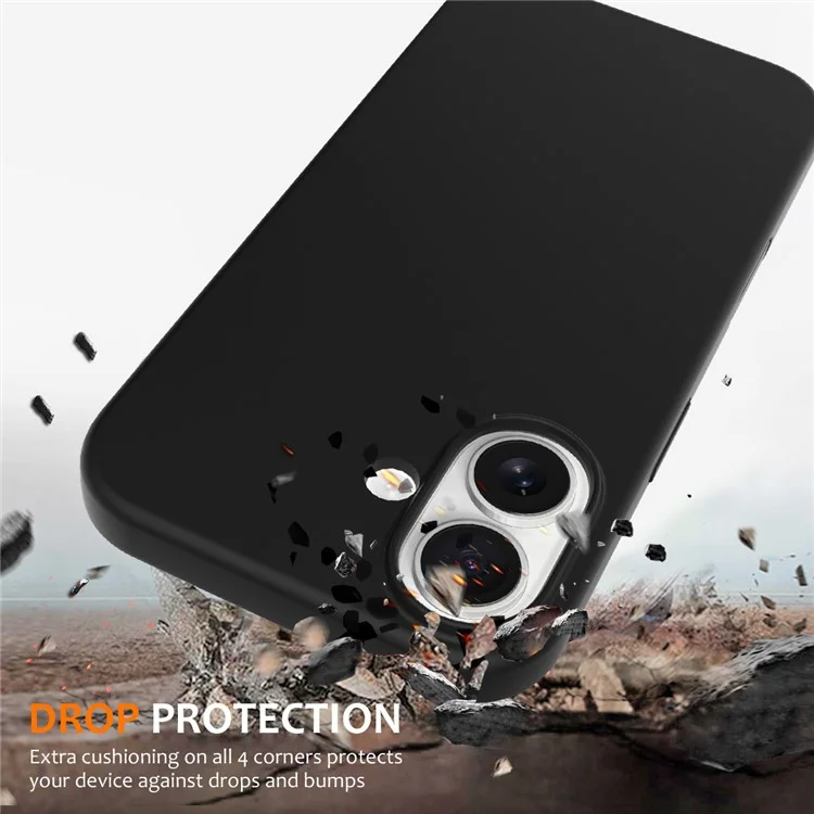 For iPhone 16 Case Compatible with MagSafe Liquid Silicone Phone Cover with Camera Touch Control Button - Black