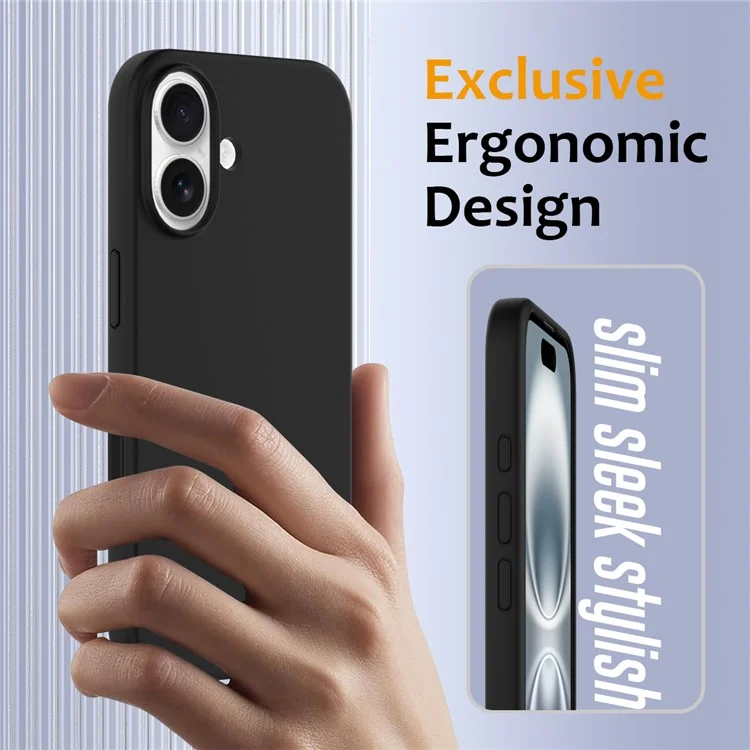 For iPhone 16 Case Compatible with MagSafe Liquid Silicone Phone Cover with Camera Touch Control Button - Black