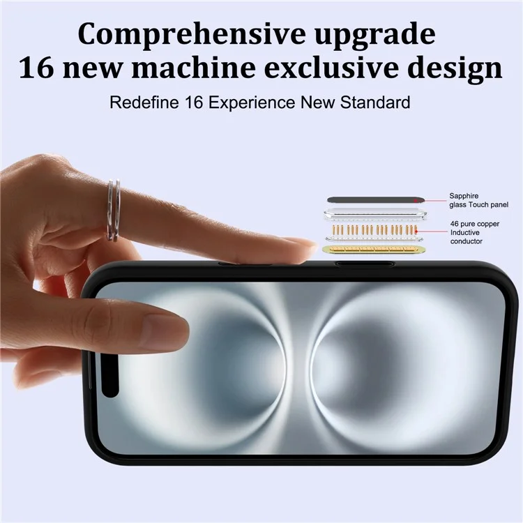 For iPhone 16 Case Compatible with MagSafe Liquid Silicone Phone Cover with Camera Touch Control Button - Black