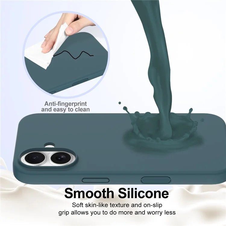 For iPhone 16 Plus Case Compatible with MagSafe Liquid Silicone Phone Cover with Camera Touch Control Button - Lake Green