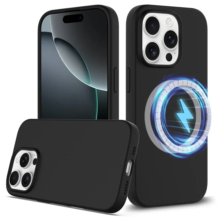 For iPhone 16 Pro Case Compatible with MagSafe Liquid Silicone Phone Cover with Camera Touch Control Button - Black