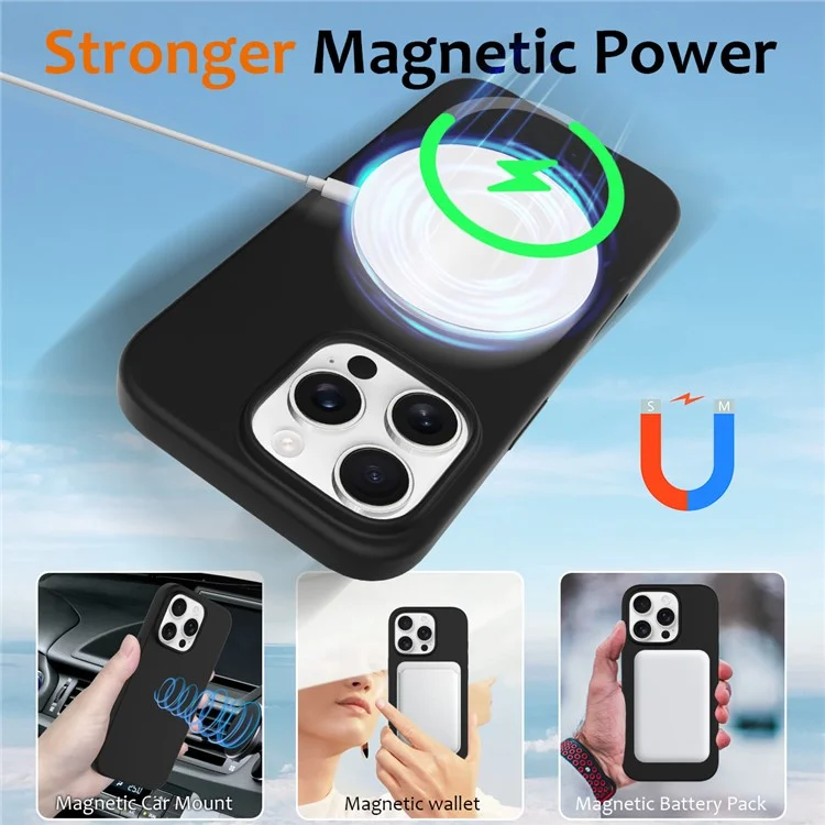 For iPhone 16 Pro Case Compatible with MagSafe Liquid Silicone Phone Cover with Camera Touch Control Button - Black