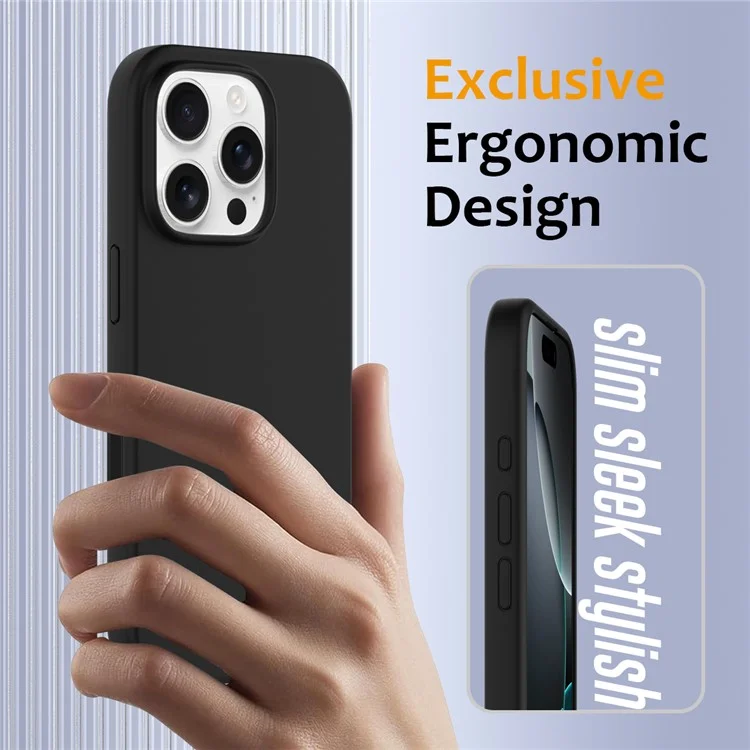 For iPhone 16 Pro Case Compatible with MagSafe Liquid Silicone Phone Cover with Camera Touch Control Button - Black