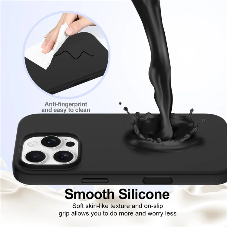 For iPhone 16 Pro Case Compatible with MagSafe Liquid Silicone Phone Cover with Camera Touch Control Button - Black