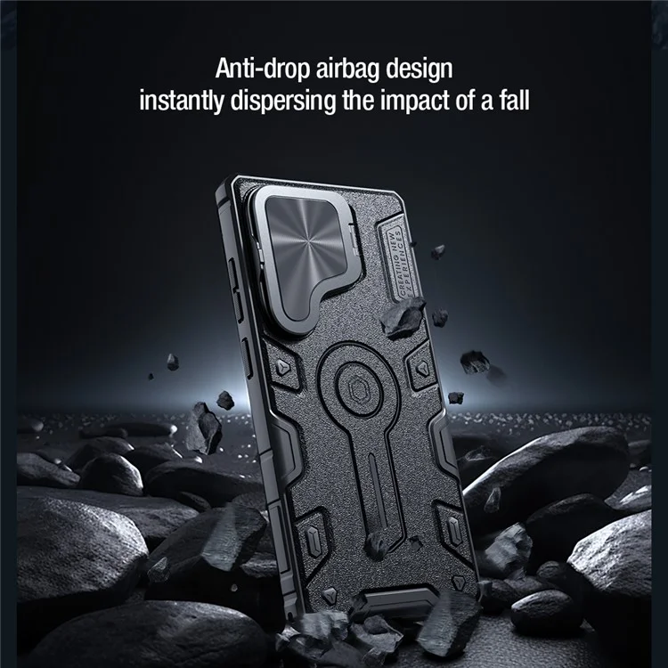 NILLKIN Camshield Armor Prop Case для Samsung Galaxy S25 Ultra Крышка камеры PC + TPU Чехол - Черный