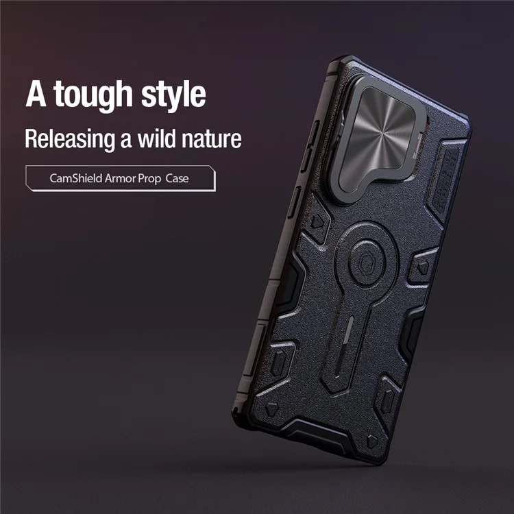 NILLKIN Camshield Armor Prop Case для Samsung Galaxy S25 Ultra Крышка камеры PC + TPU Чехол - Черный