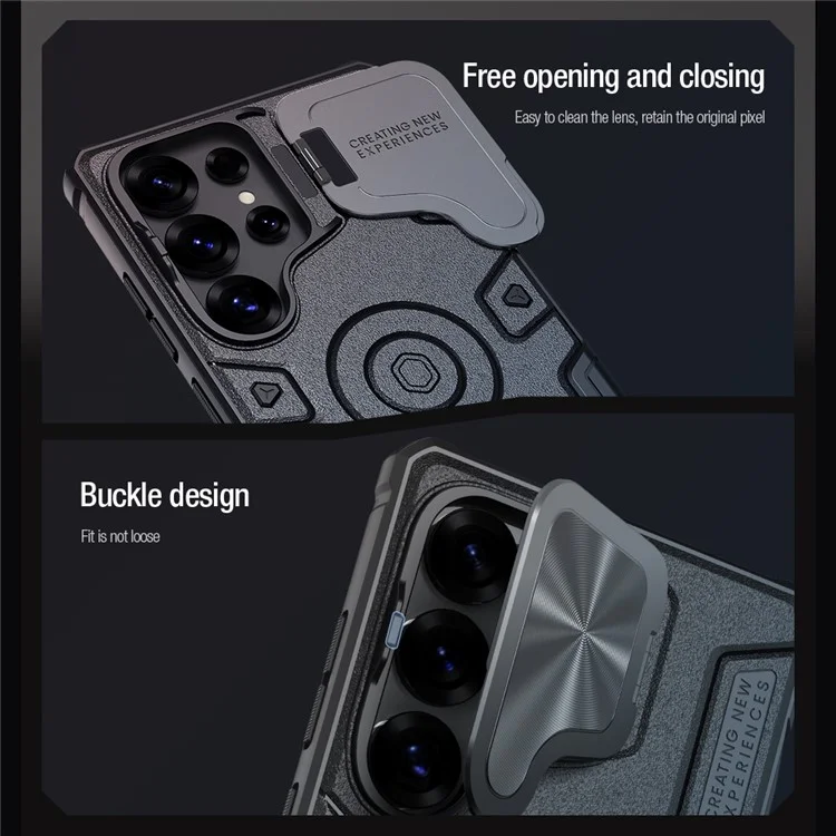 NILLKIN Camshield Armor Prop Case для Samsung Galaxy S25 Ultra Крышка камеры PC + TPU Чехол - Черный