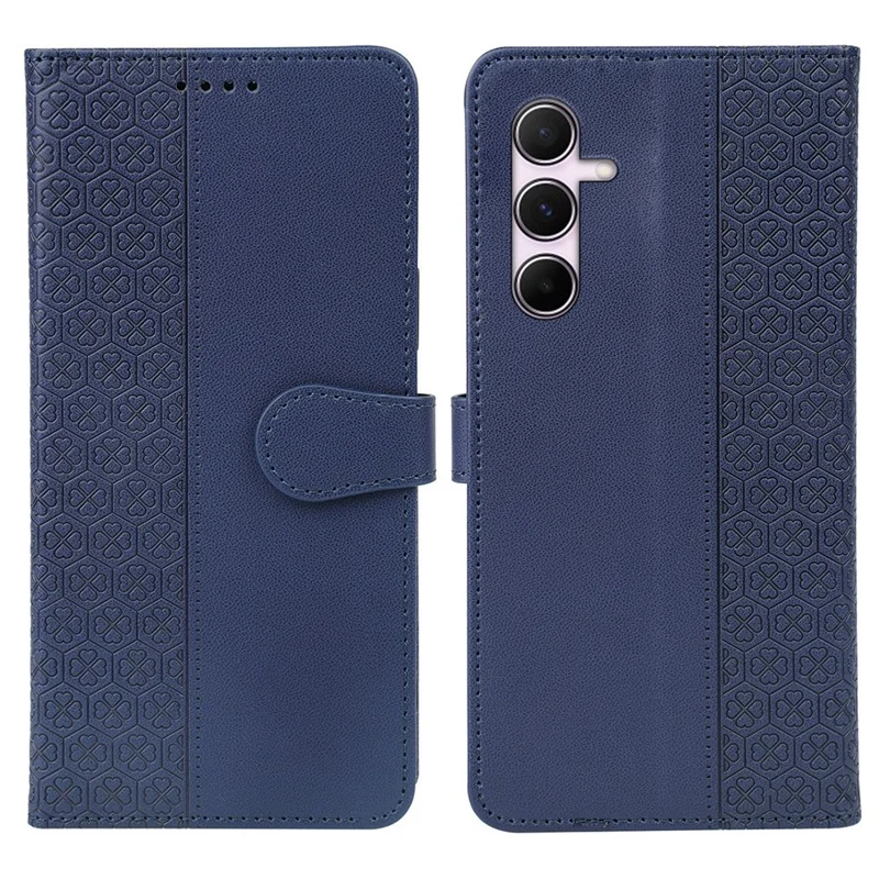 For Samsung Galaxy A26 5G Case Magnetic Clasp Four Leaf Clover Leather Phone Cover - Blue
