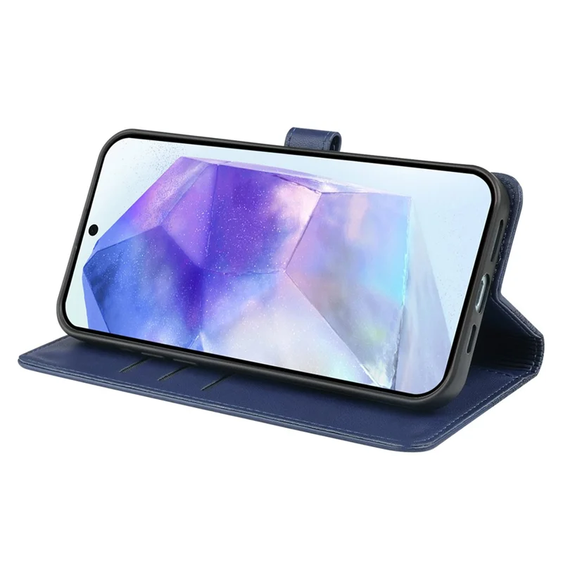 For Samsung Galaxy A26 5G Case Magnetic Clasp Four Leaf Clover Leather Phone Cover - Blue