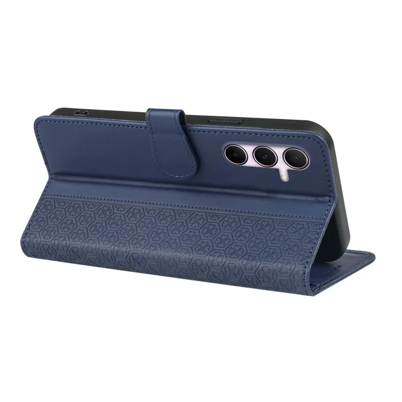 For Samsung Galaxy A26 5G Case Magnetic Clasp Four Leaf Clover Leather Phone Cover - Blue