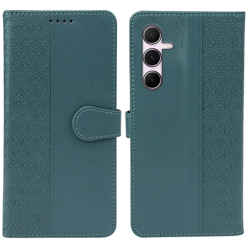 For Samsung Galaxy A36 5G / A56 5G Case Magnetic Clasp Four Leaf Clover Leather Phone Cover - Green