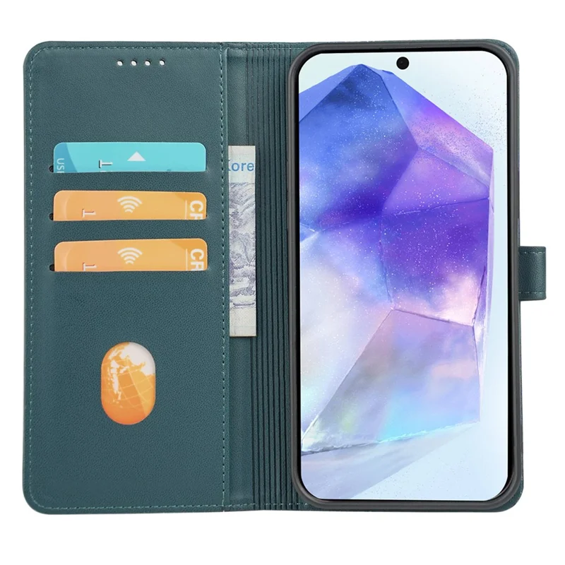 For Samsung Galaxy A36 5G / A56 5G Case Magnetic Clasp Four Leaf Clover Leather Phone Cover - Green