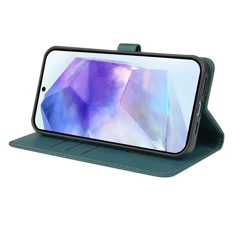 For Samsung Galaxy A36 5G / A56 5G Case Magnetic Clasp Four Leaf Clover Leather Phone Cover - Green