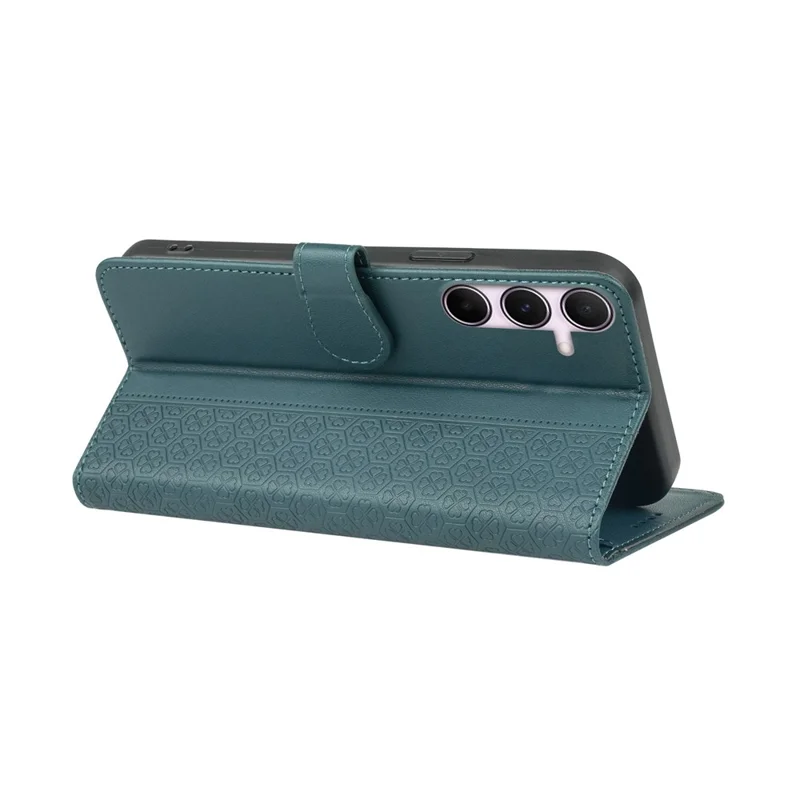 For Samsung Galaxy A36 5G / A56 5G Case Magnetic Clasp Four Leaf Clover Leather Phone Cover - Green