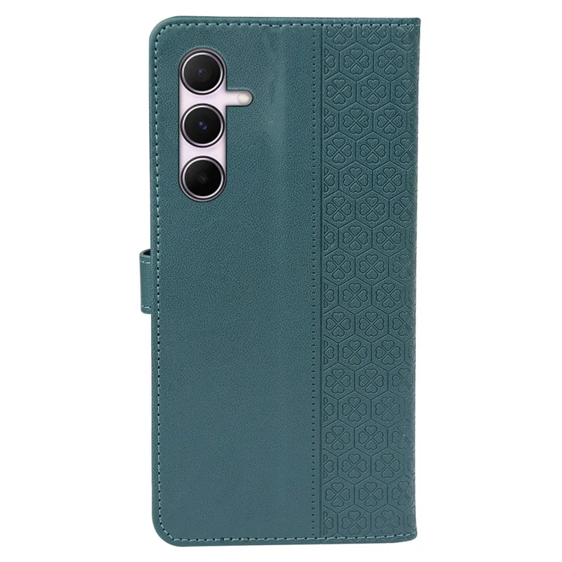 For Samsung Galaxy A36 5G / A56 5G Case Magnetic Clasp Four Leaf Clover Leather Phone Cover - Green
