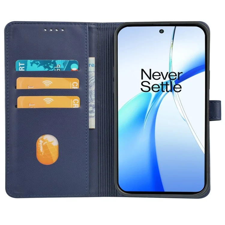 For OnePlus 12R 5G / Ace 3 5G Case Magnetic Clasp Four Leaf Clover Leather Phone Cover - Blue