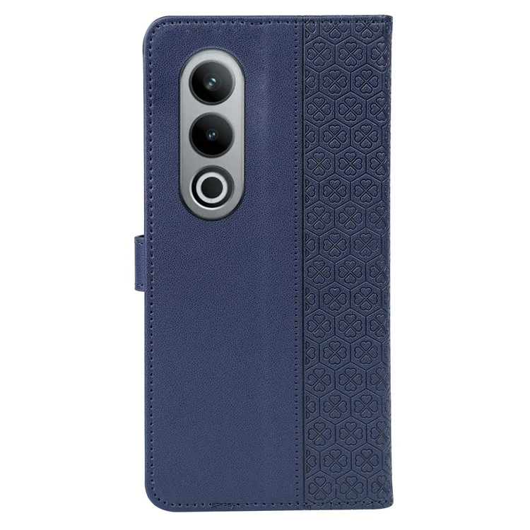 For OnePlus 12R 5G / Ace 3 5G Case Magnetic Clasp Four Leaf Clover Leather Phone Cover - Blue