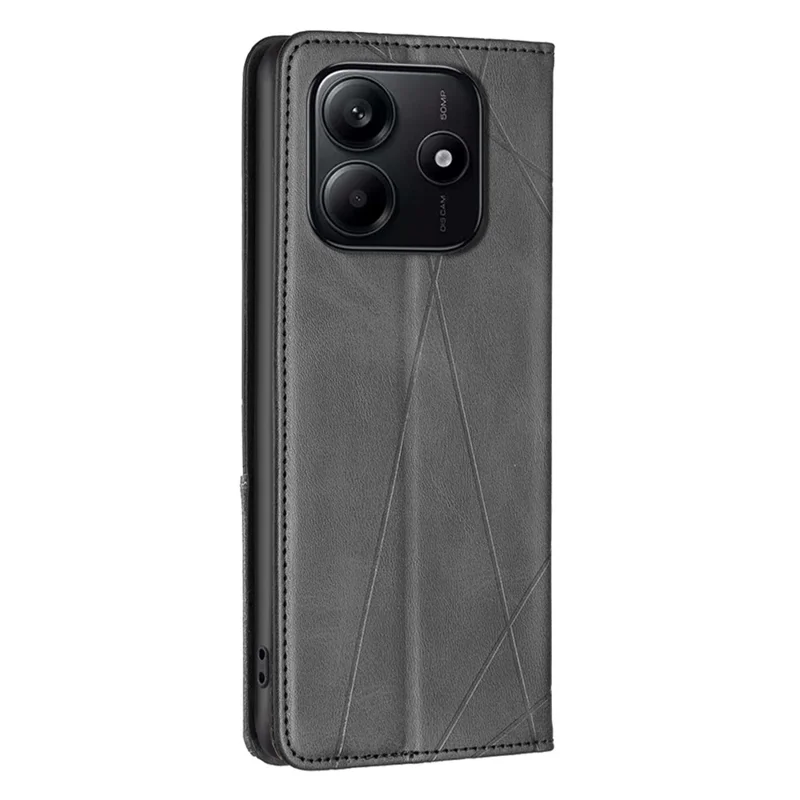 Для Xiaomi Redmi Note 14 4G Чехол Слоты для карт Геометрический тиснение Кожаная крышка телефона - Черный